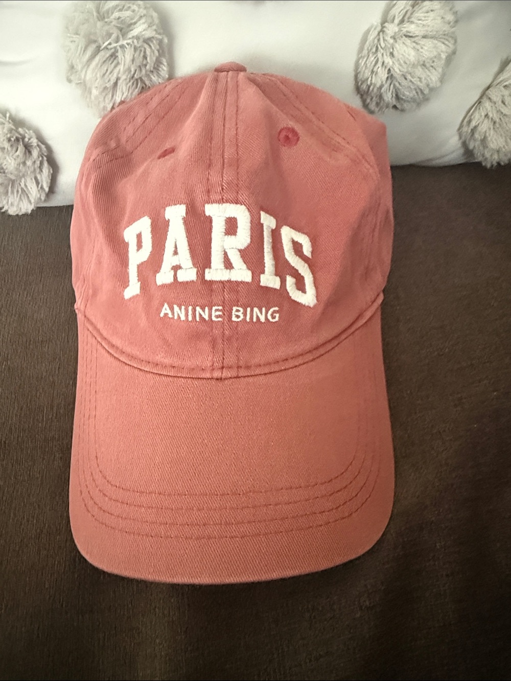 Anine Bing Dusty Rose 'PARIS' Embroidered Baseball Cap